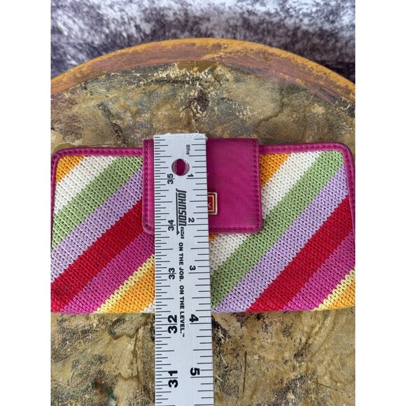 The Sak Wallet Striped Pink Knit Colorful Fold over M Classic Card Case Clutch - Picture 3 of 7
